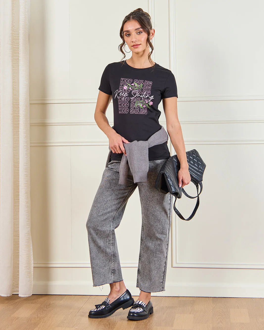 Women Black Graphic T-Shirt sold by Redtag product image thumbnail 2