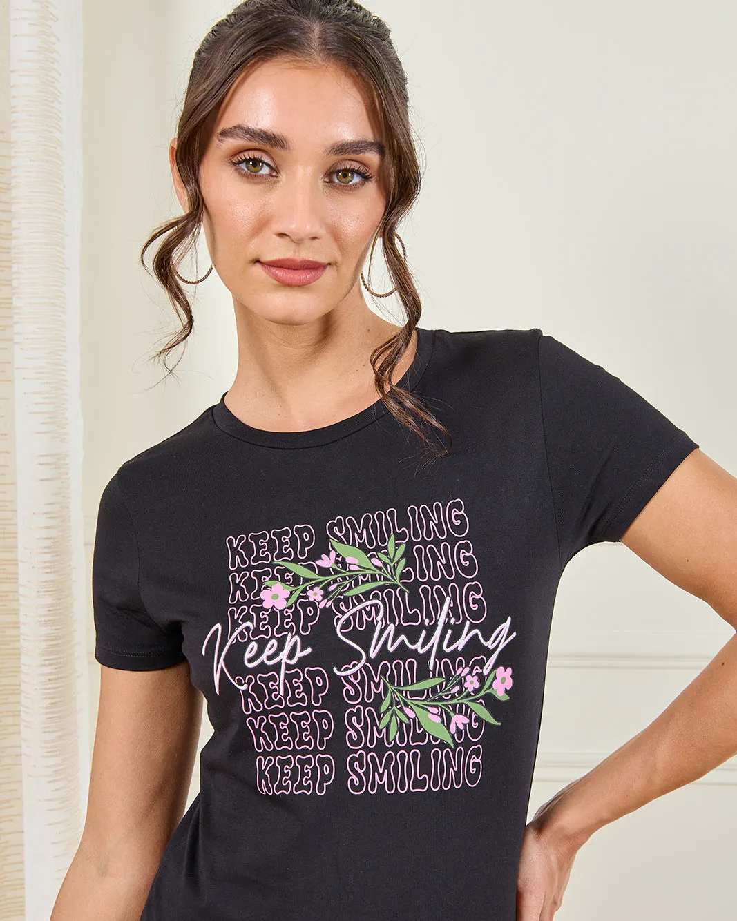 Women Black Graphic T-Shirt sold by Redtag product image thumbnail 4