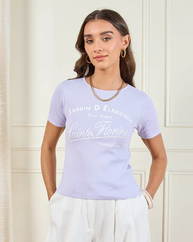 Women Lilac Printed T-Shirt sold by Redtag