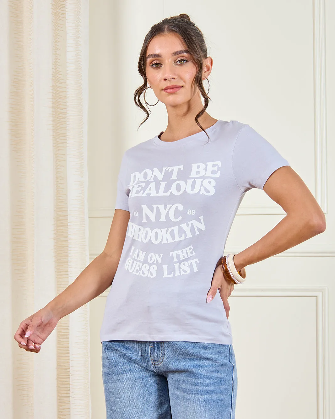 Women Lilac Printed T-Shirt sold by Redtag