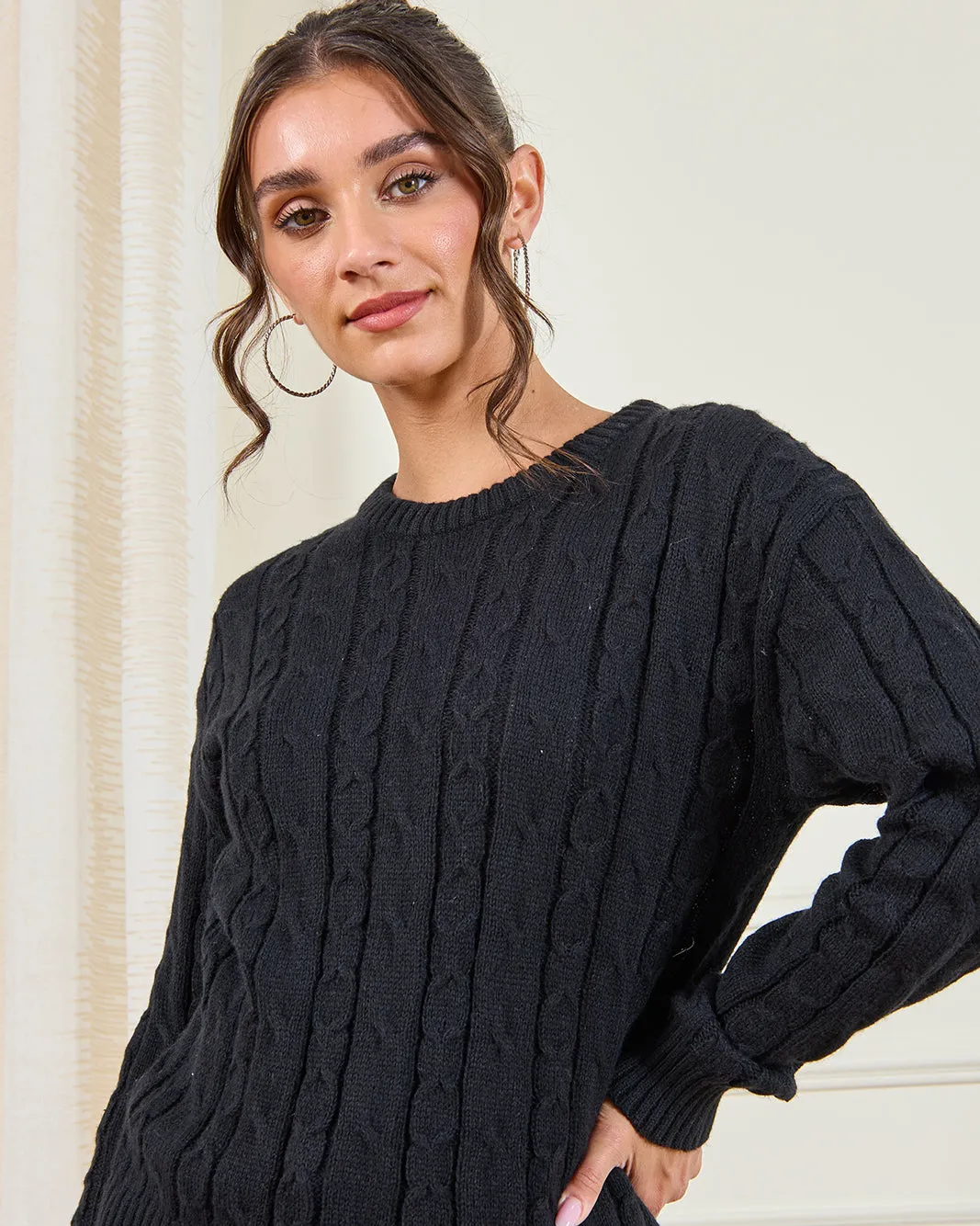 Women Black Jacquard Knit Pullover sold by Redtag product image thumbnail 4