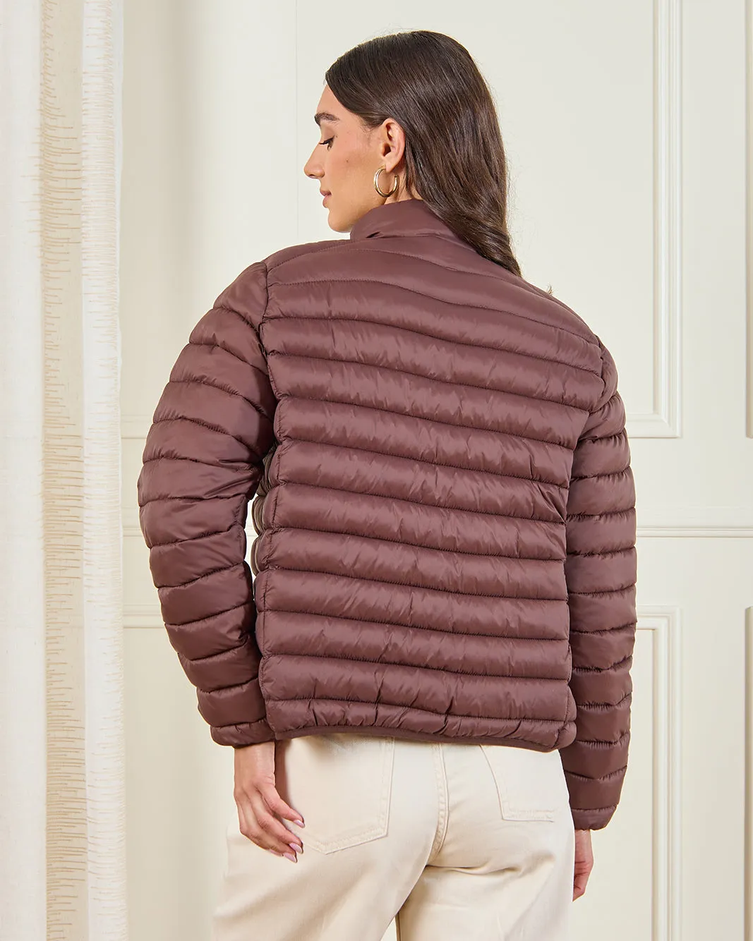 Women Brown Quilted Jacket sold by Redtag product image thumbnail 3