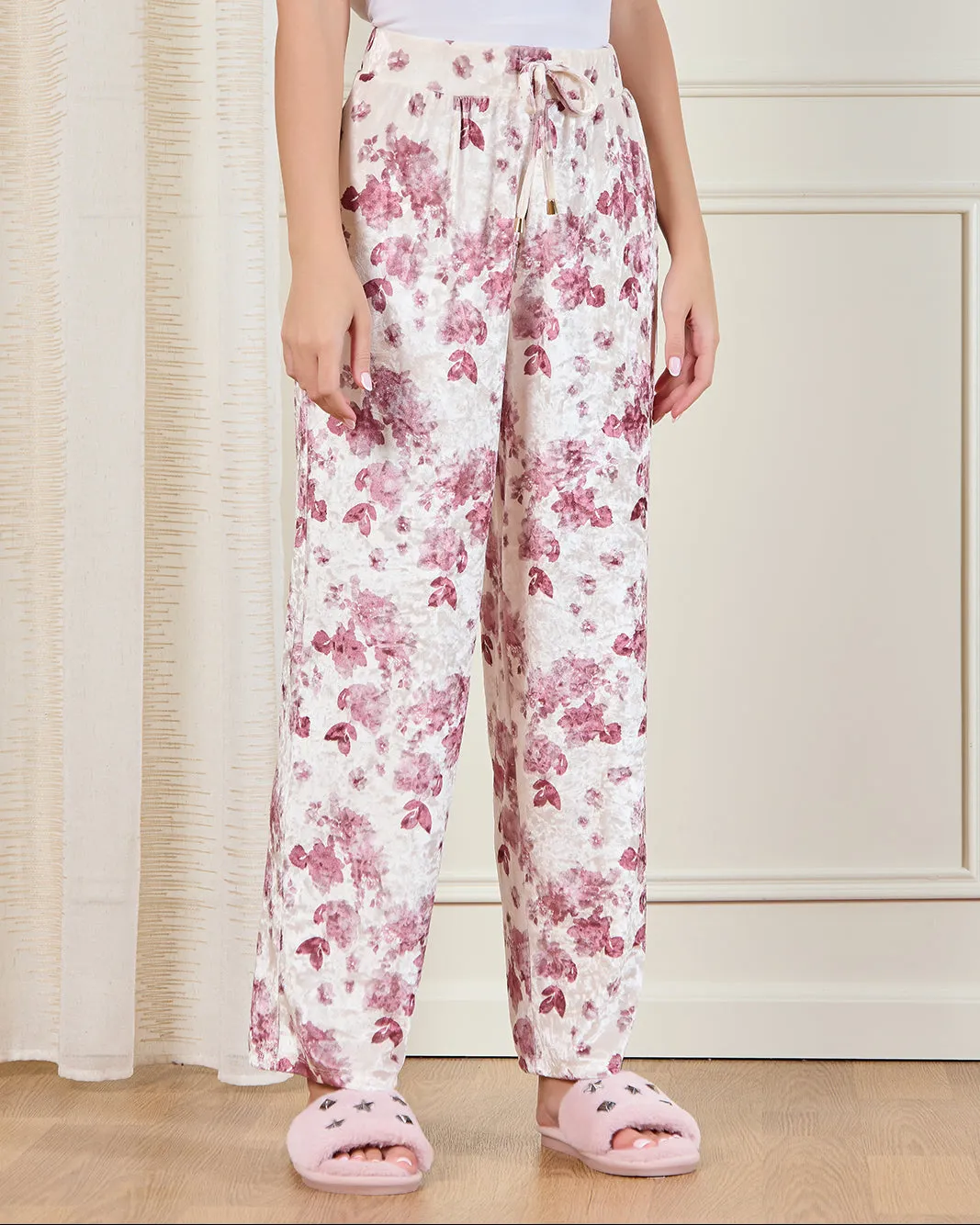 Women Cream Printed Velour Pyjama Set (2 Piece) sold by Redtag product image thumbnail 3