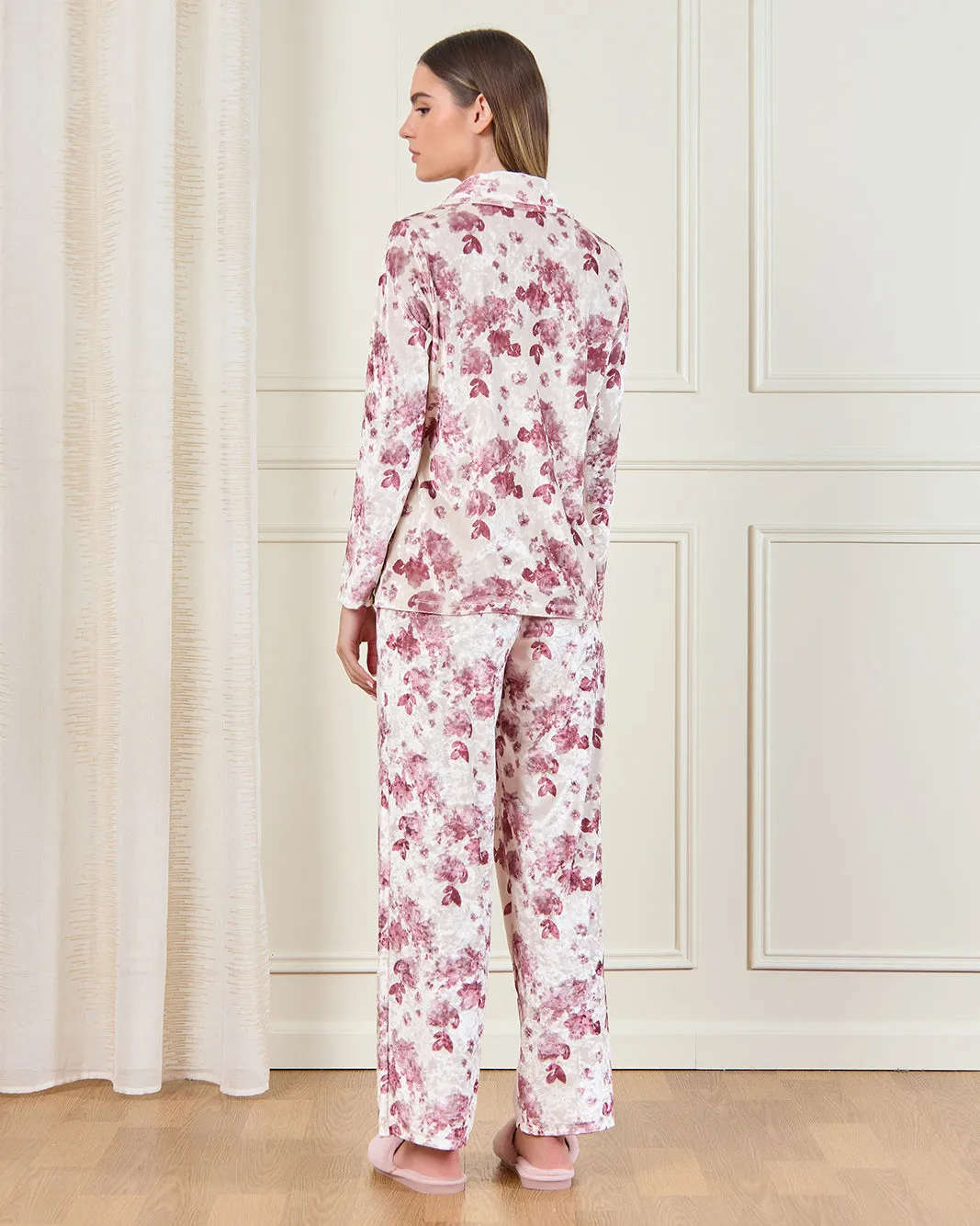 Women Cream Printed Velour Pyjama Set (2 Piece) sold by Redtag product image thumbnail 5