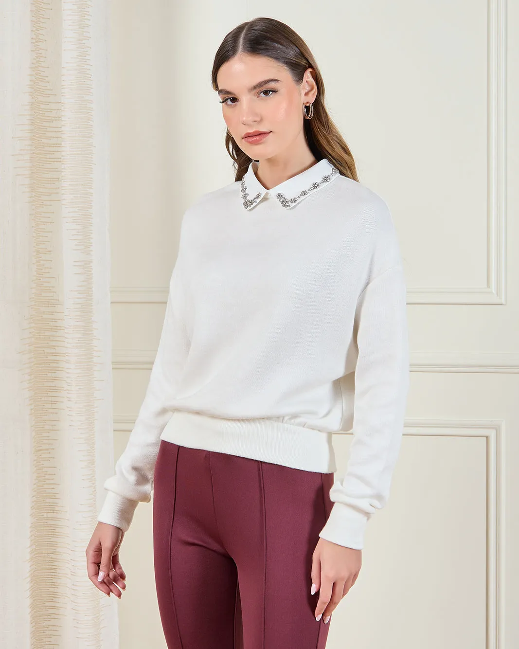 Women Ivory Embellished Pullover sold by Redtag