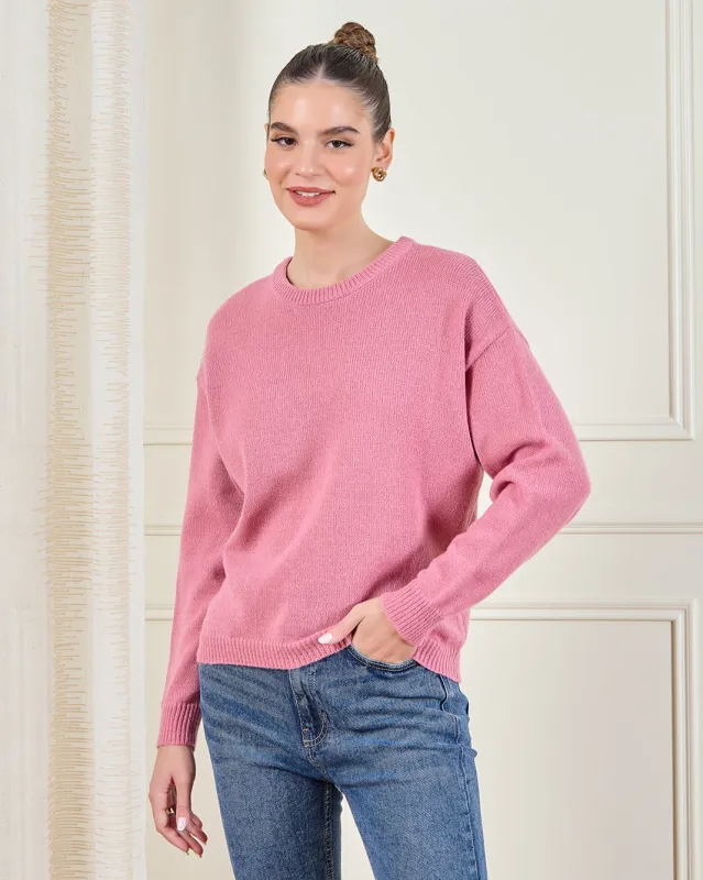 Women Pink Knitted Pullover sold by Redtag