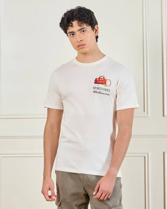 Men White Basic Graphic T-Shirt sold by Redtag