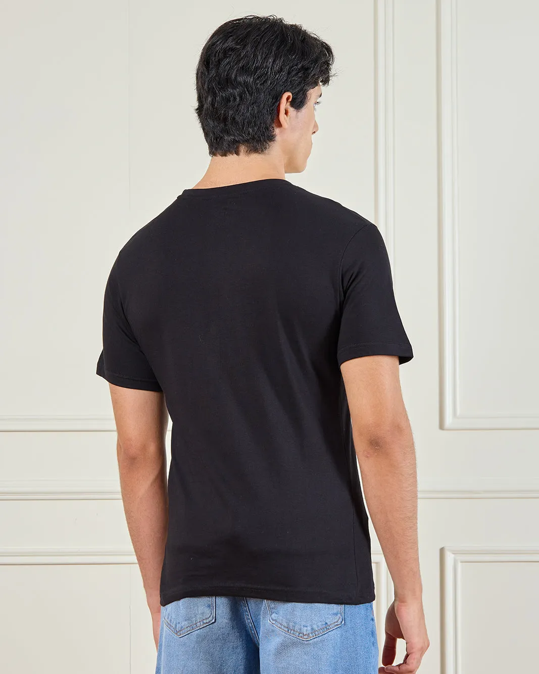 Men Black Basic Graphic T-Shirt sold by Redtag product image thumbnail 3