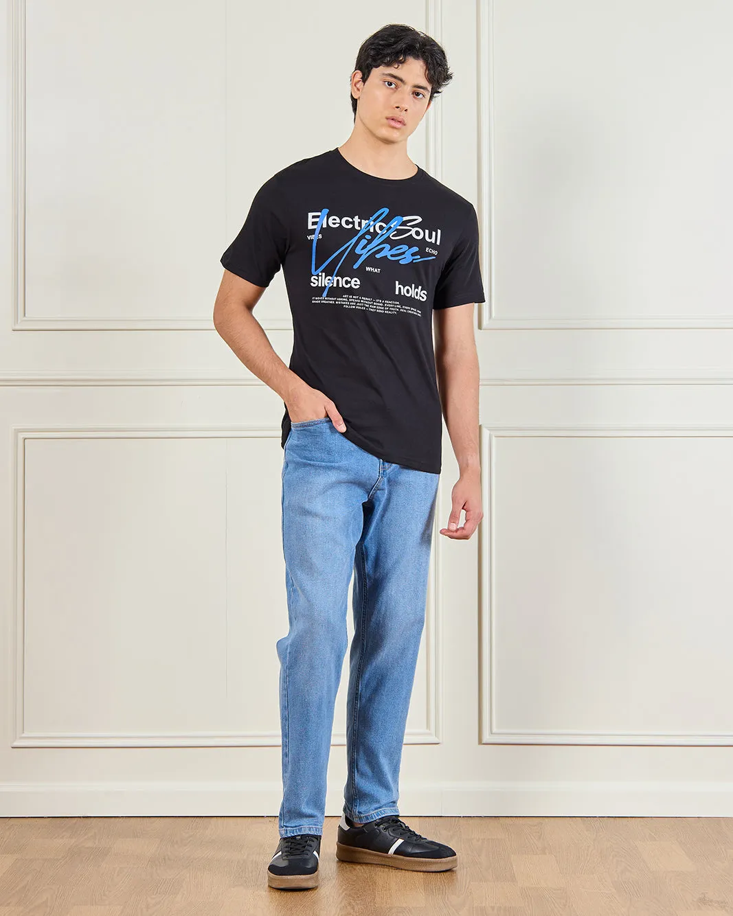 Men Black Basic Graphic T-Shirt sold by Redtag product image thumbnail 2