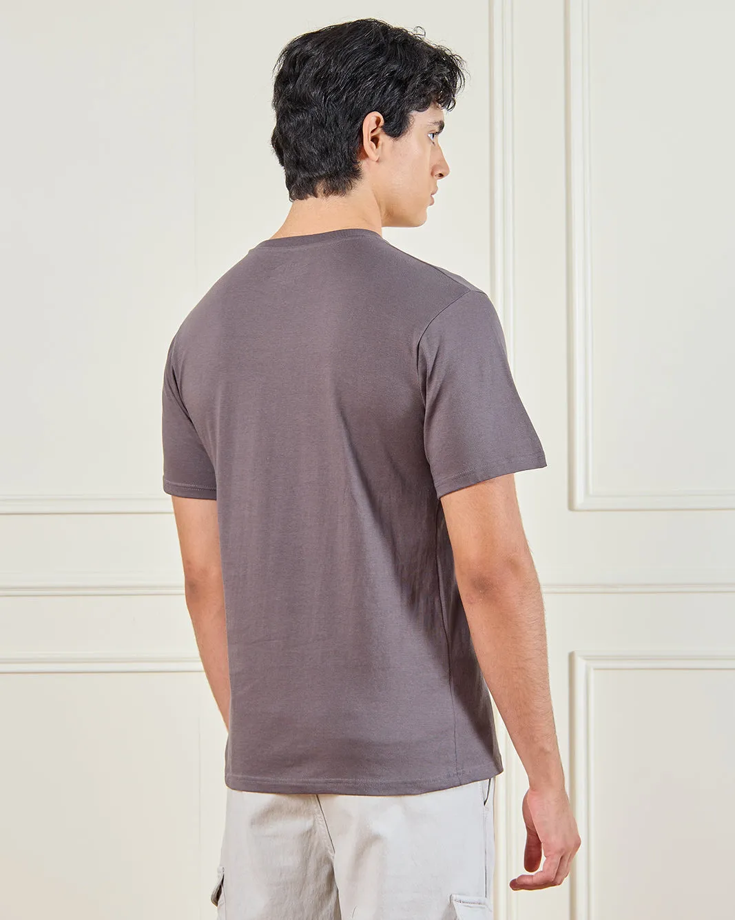 Men Charcoal Basic Graphic T-Shirt sold by Redtag product image thumbnail 3