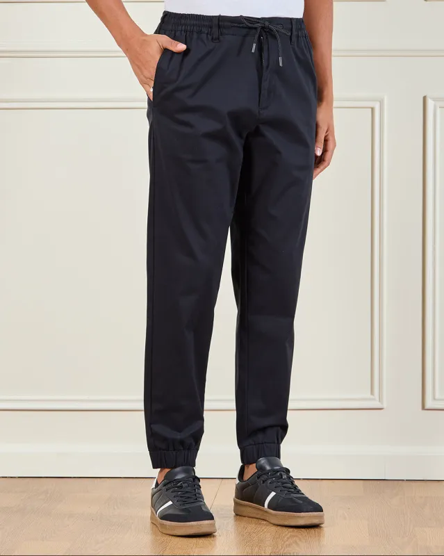 Men Blue Satin Slim Fit Jogger sold by Redtag
