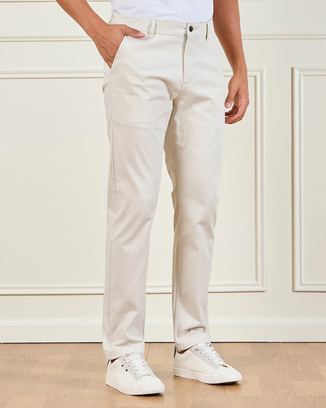 Men Ivory Slim Fit Chino Trousers sold by Redtag