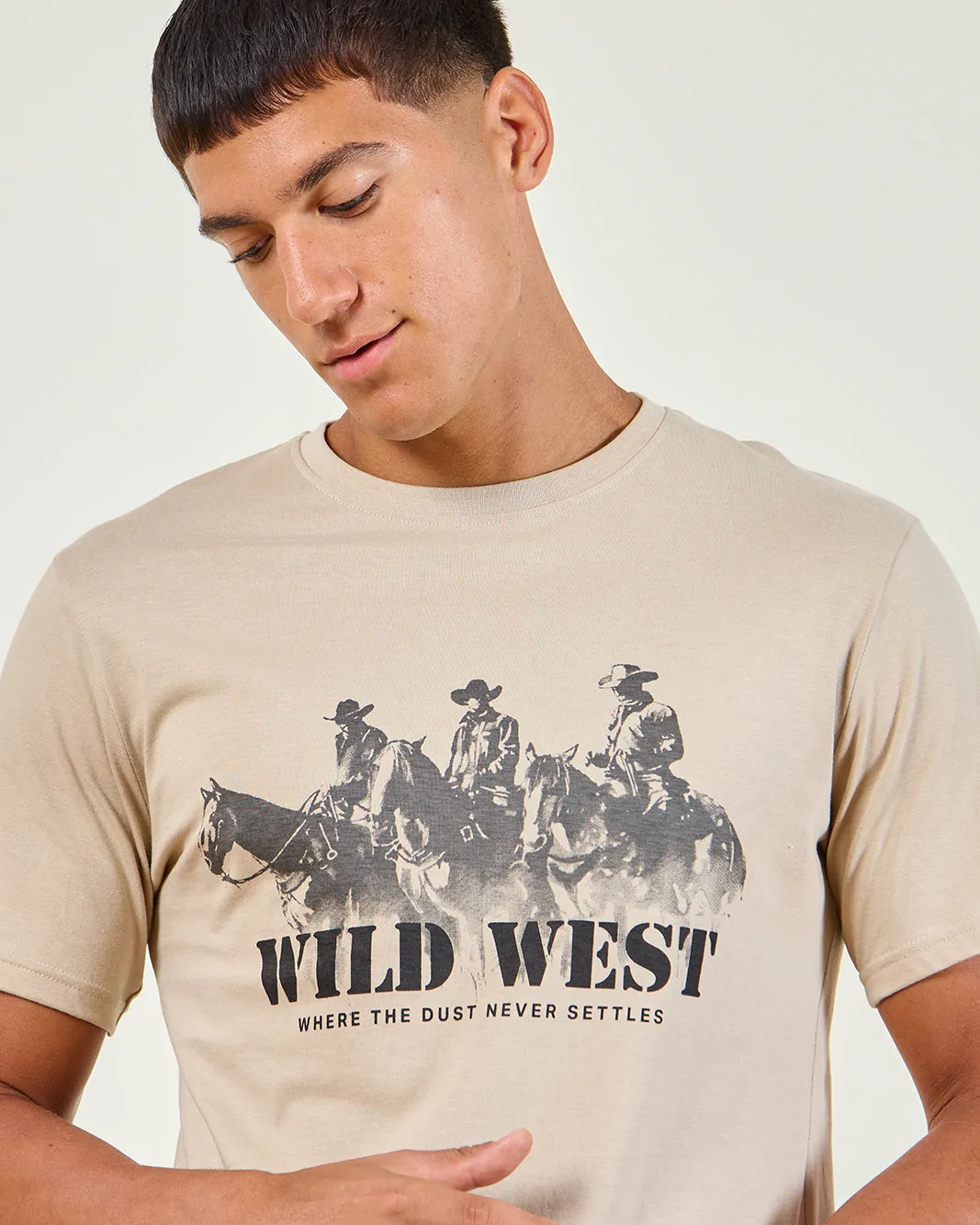 Men Beige Printed T-Shirt sold by Redtag product image thumbnail 4