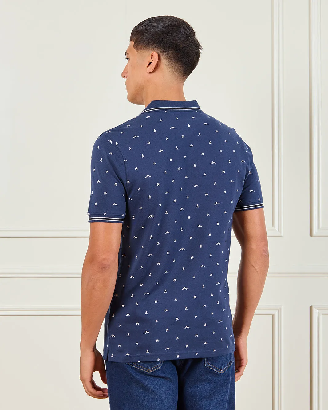 Men Navy Printed Polo Shirt sold by Redtag product image thumbnail 3