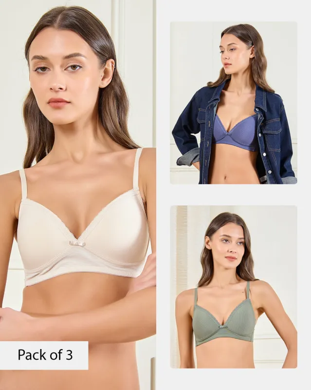 Women Assorted Non-Wired Padded Bra Set (Pack of 3) sold by Redtag