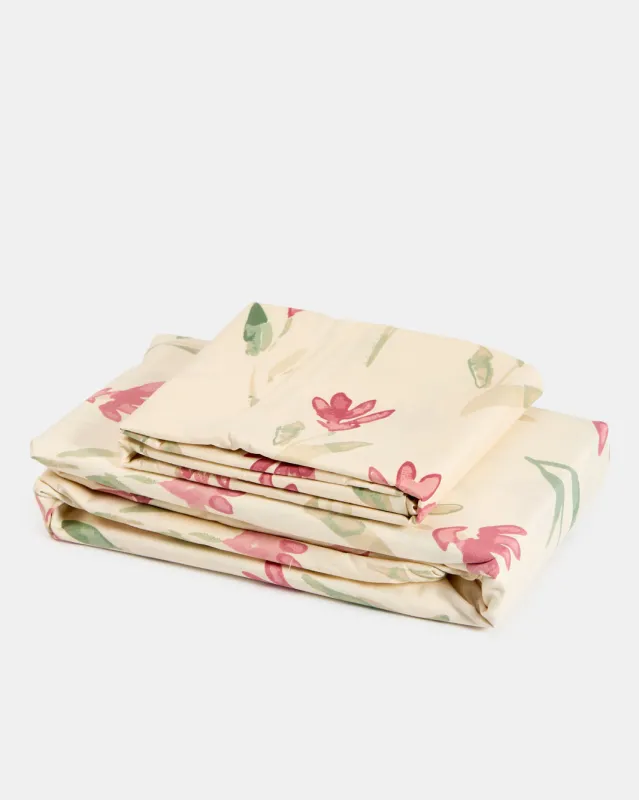 Pink 2 Piece Floral Printed Flat Sheet (Single Size) sold by Redtag