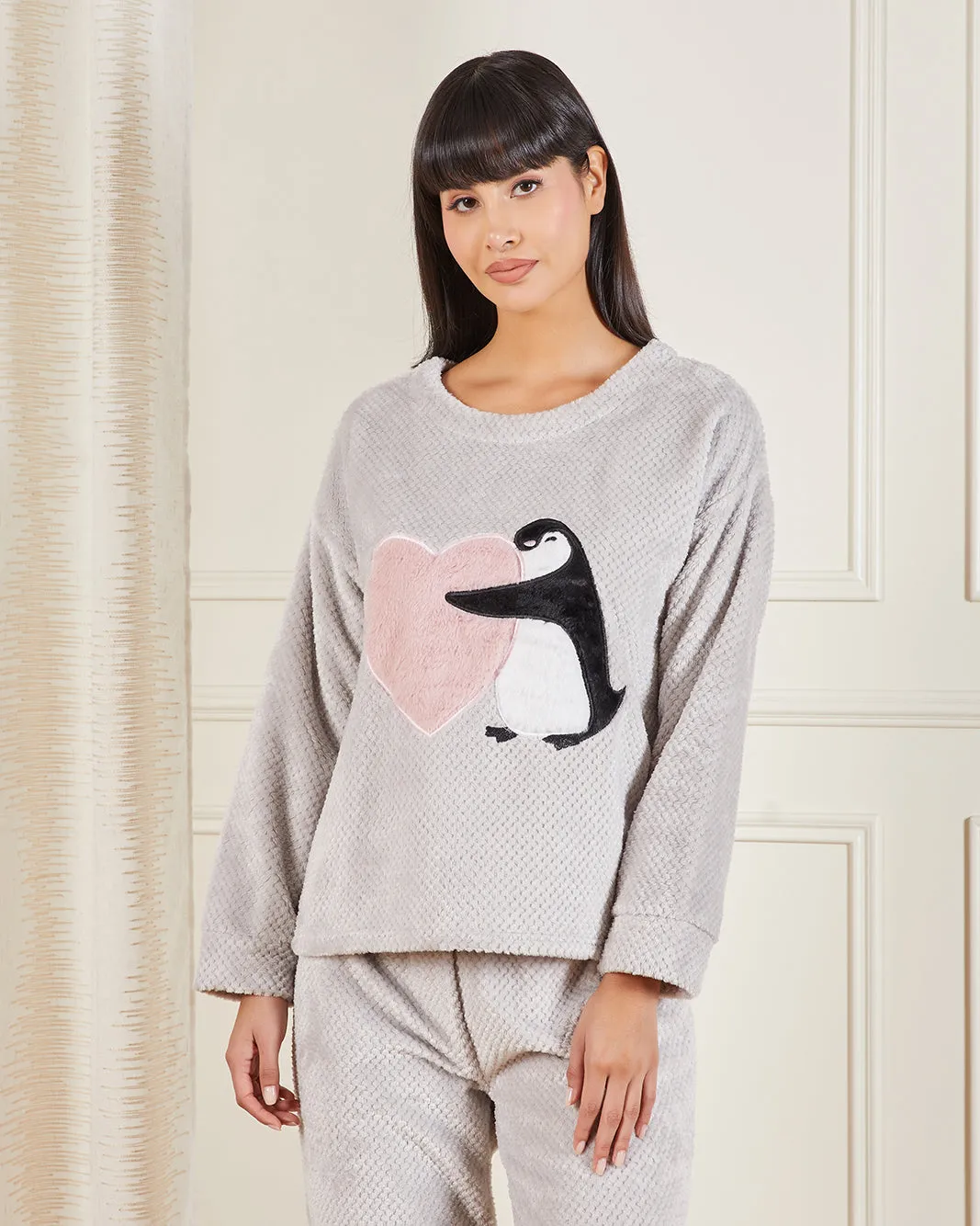 Women Grey Penguin Pyjama Set (2 Piece Set) sold by Redtag product image thumbnail 2