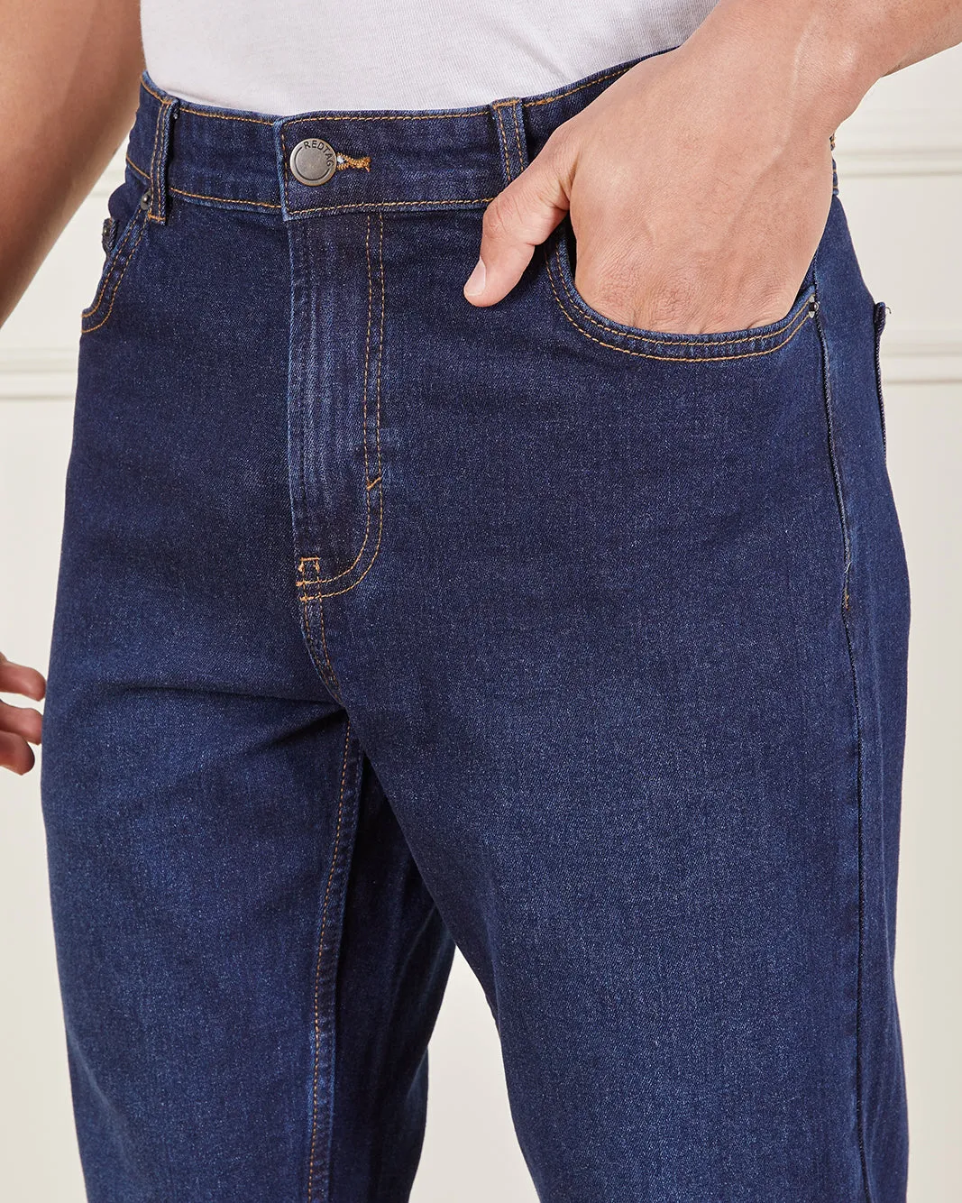 Men Navy Straight Fit Denim Jeans sold by Redtag product image thumbnail 4