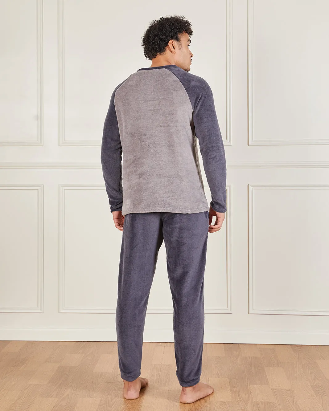 Men Charcoal Cosy Fleece Pyjama Set (2 Piece) sold by Redtag product image thumbnail 5