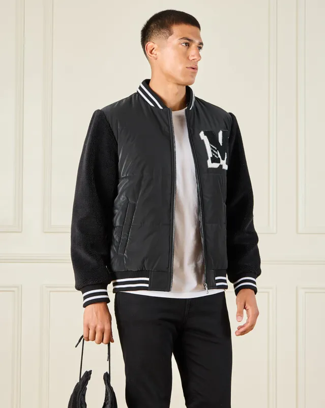 Men Black Hooded Bomber Jacket sold by Redtag