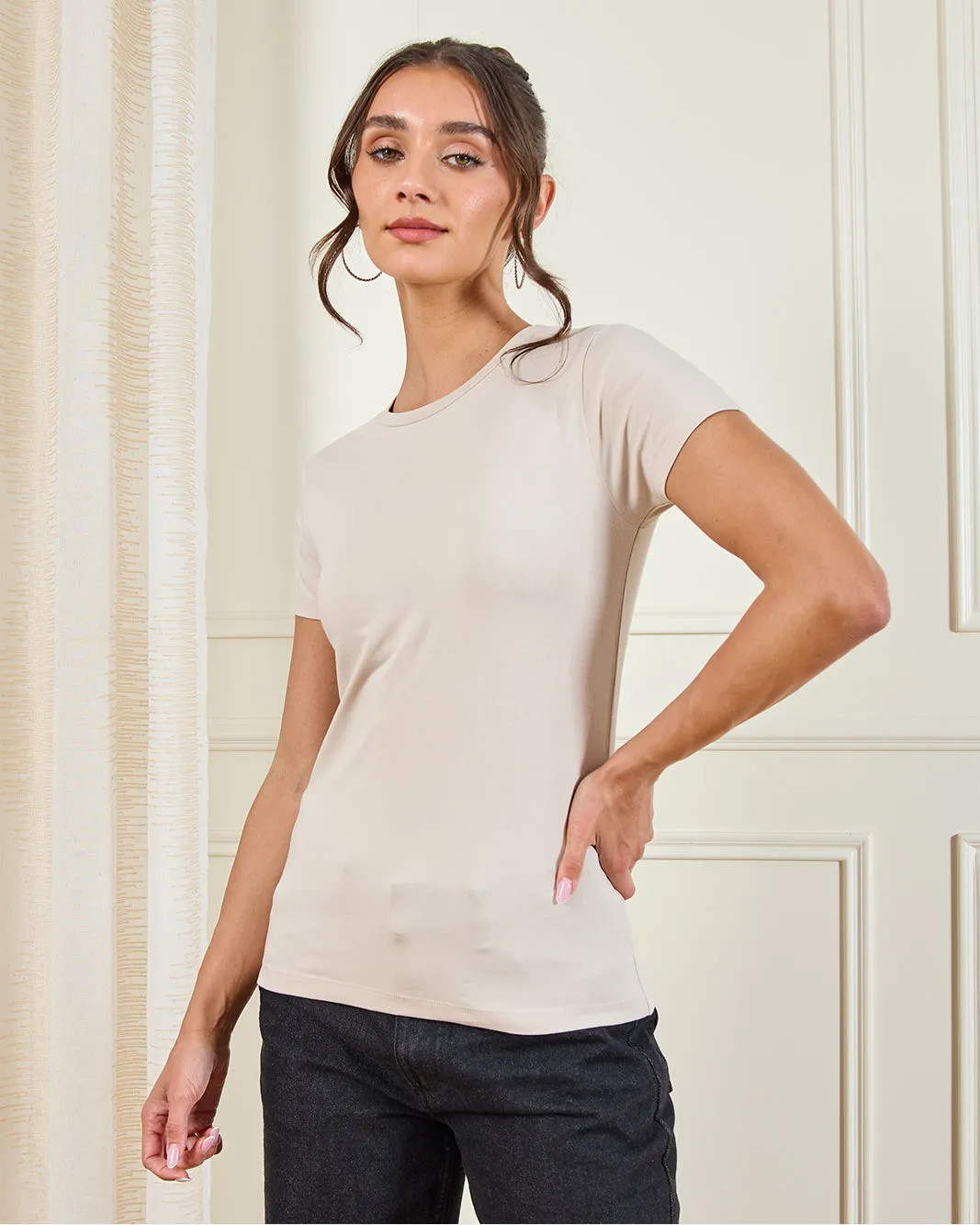 Women Beige Basic T-Shirt sold by Redtag