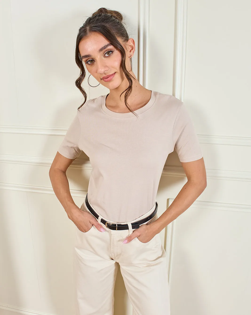 Women Taupe Basic T-Shirt sold by Redtag product image thumbnail 5