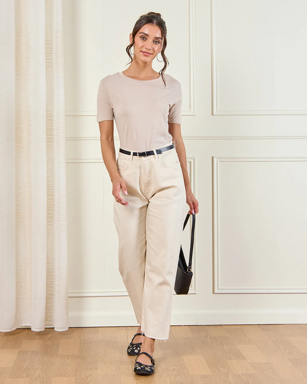 Women Taupe Basic T-Shirt sold by Redtag product image thumbnail 2