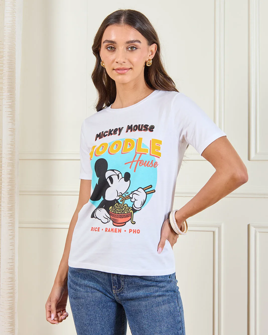 Women White Mickey Mouse Graphic T-Shirt sold by Redtag