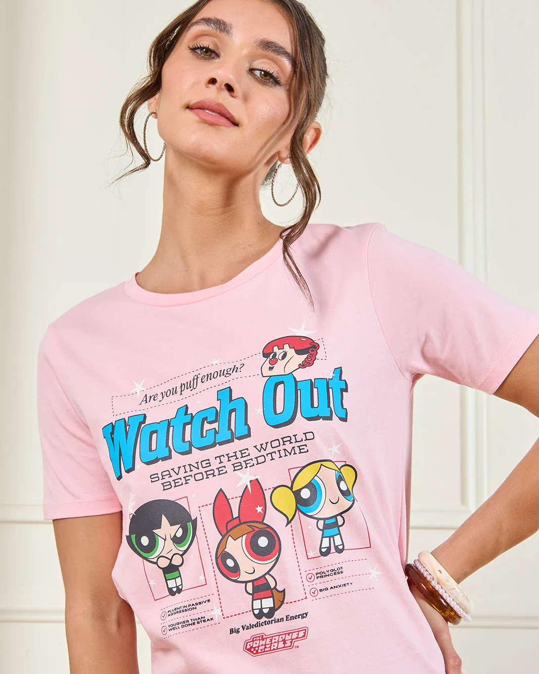 Women Pink Powerpuff Graphic T-Shirt sold by Redtag product image thumbnail 4