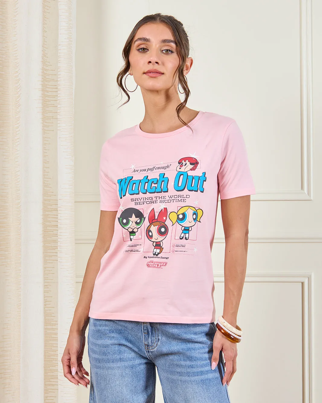 Women Pink Powerpuff Graphic T-Shirt sold by Redtag