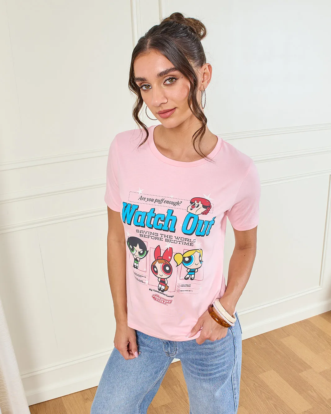 Women Pink Powerpuff Graphic T-Shirt sold by Redtag product image thumbnail 5