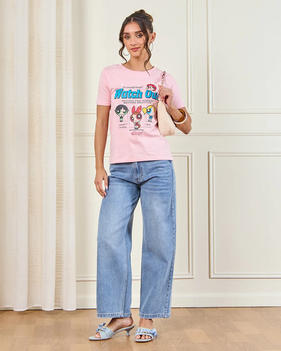 Women Pink Powerpuff Graphic T-Shirt sold by Redtag product image thumbnail 2