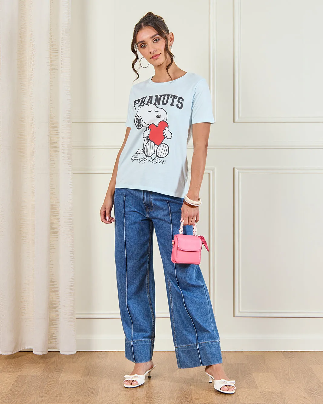 Women Blue Peanuts Graphic T-shirt sold by Redtag product image thumbnail 2