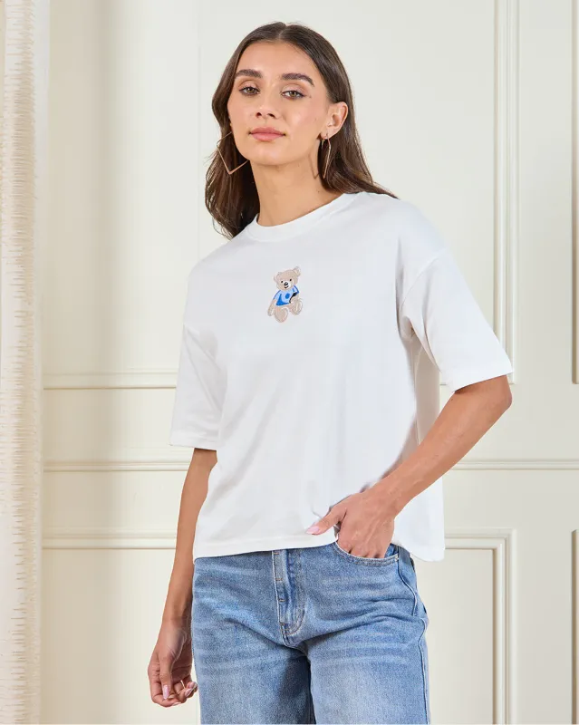 Women Ivory Printed T-Shirt sold by Redtag