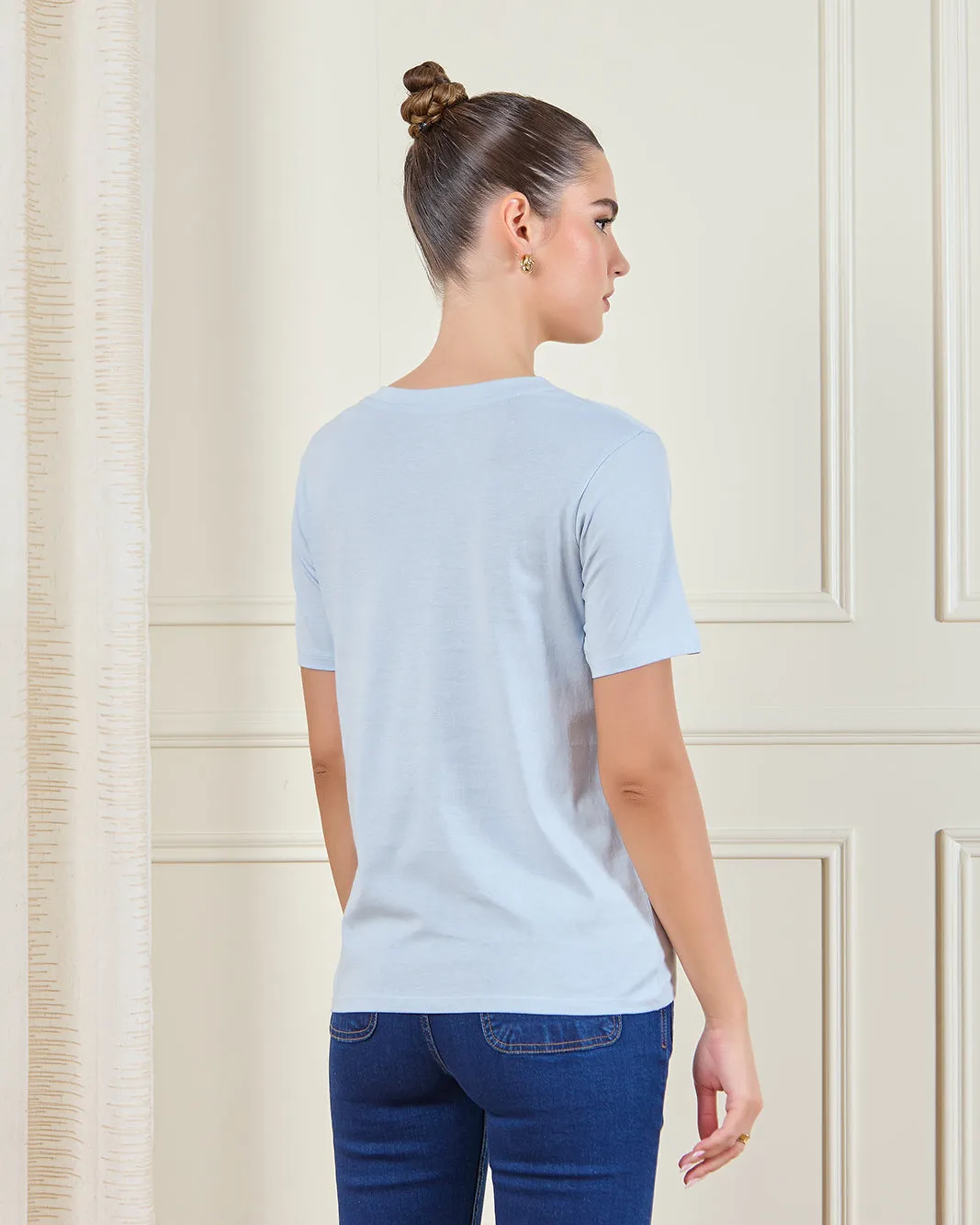 Women Blue Basic T-Shirt sold by Redtag product image thumbnail 3