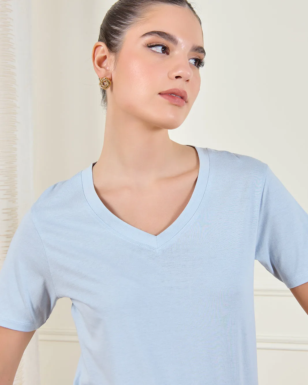 Women Blue Basic T-Shirt sold by Redtag product image thumbnail 4