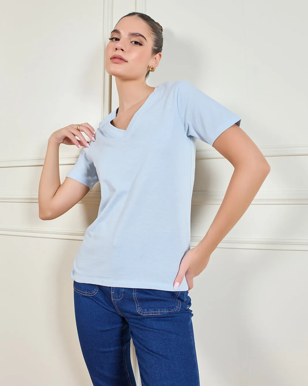 Women Blue Basic T-Shirt sold by Redtag product image thumbnail 5