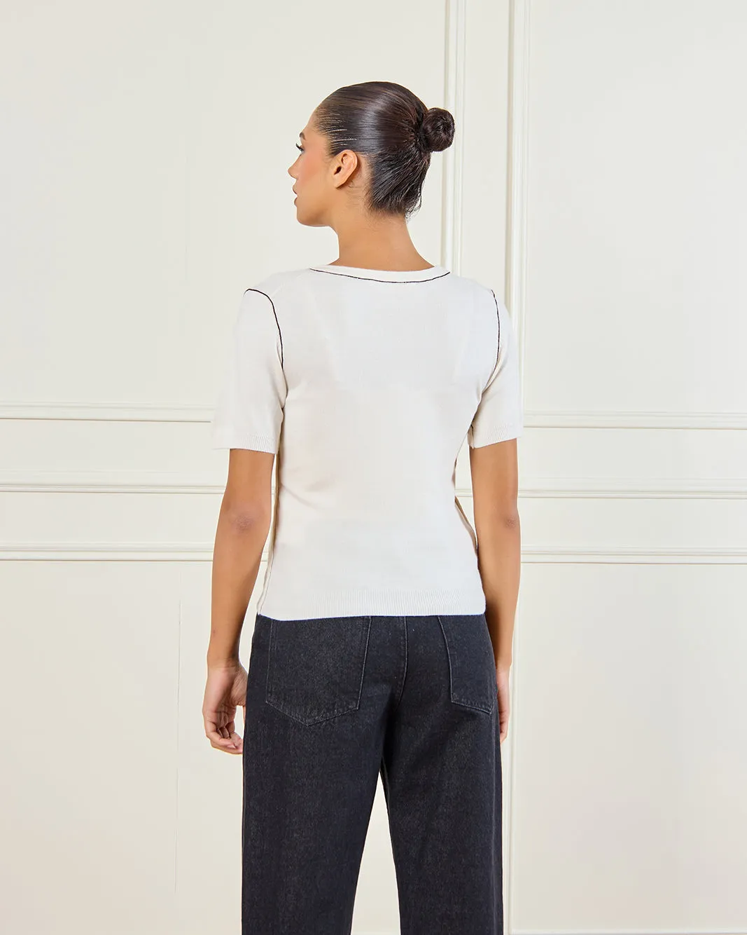 Women Cream Knitted Top sold by Redtag product image thumbnail 3