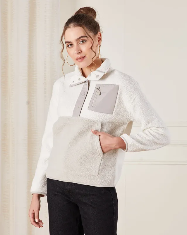 Women White And Grey Embellished Sweatshirt sold by Redtag