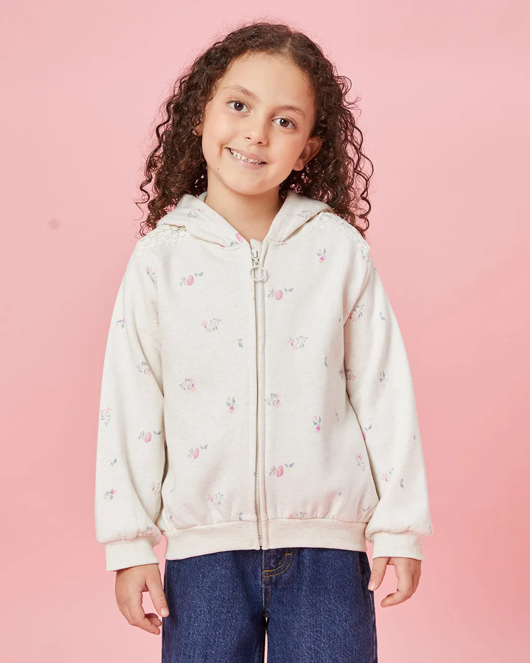 Girls Ecru Embellished Hooded Sweatshirt sold by Redtag