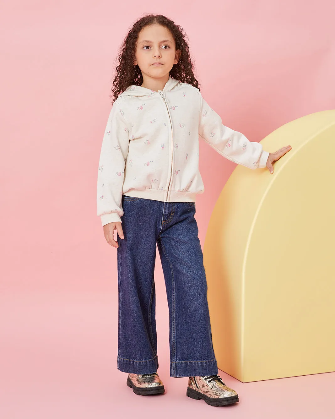 Girls Ecru Embellished Hooded Sweatshirt sold by Redtag product image thumbnail 2