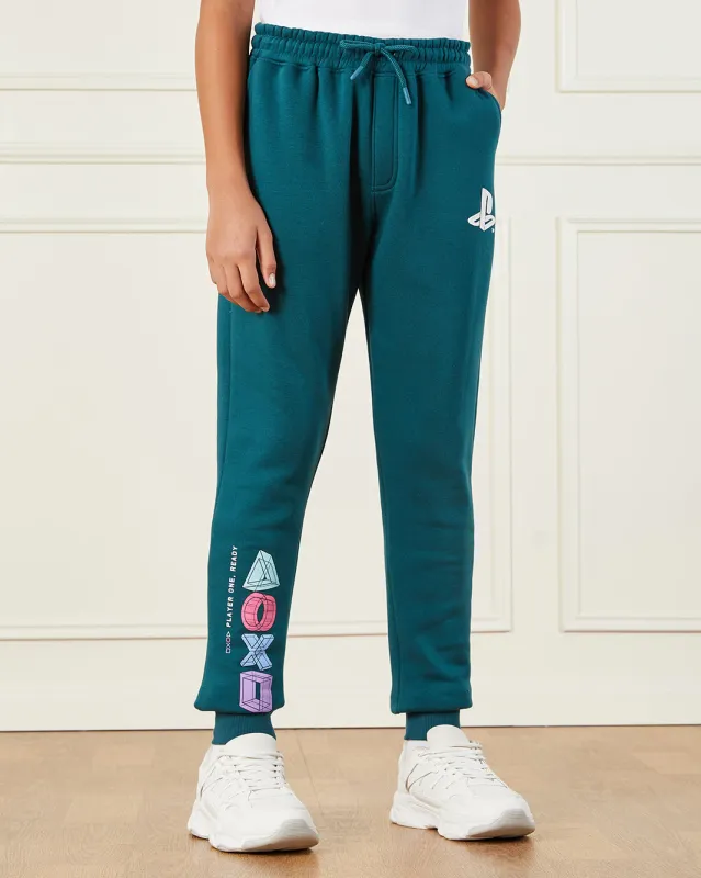 Senior Boys Green PlayStation Printed Active Pants sold by Redtag