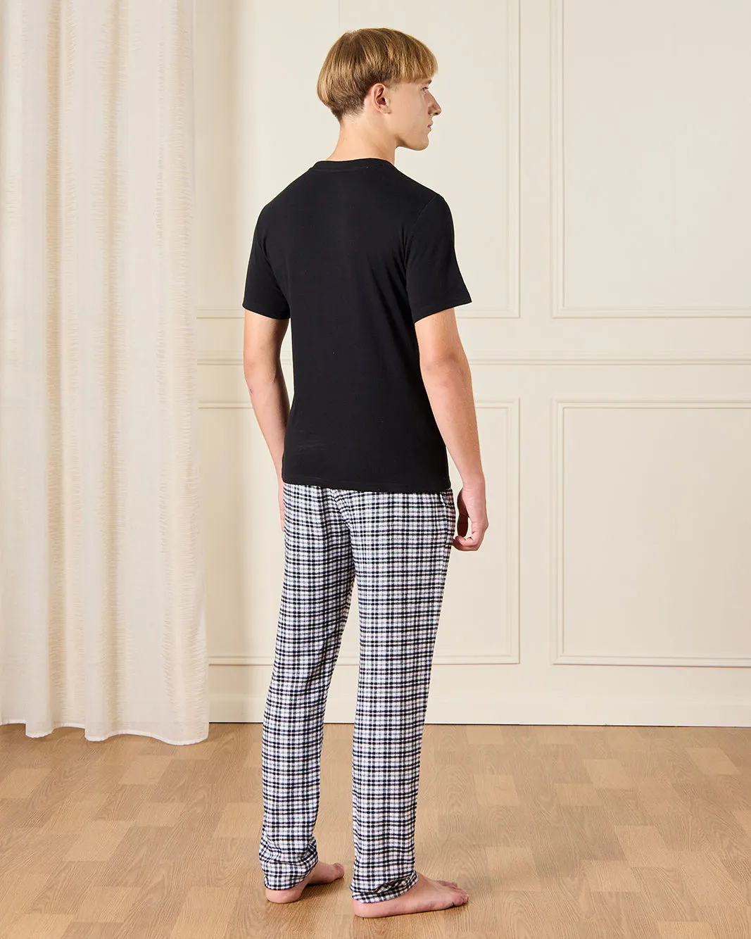 Senior Boys Black Checkered Pyjama Set (2 Piece) sold by Redtag product image thumbnail 4