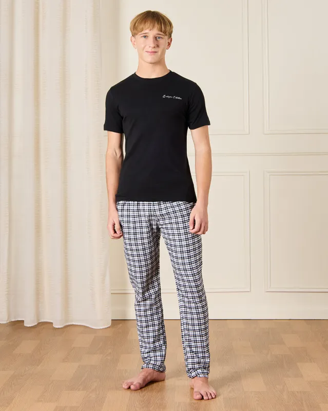 Senior Boys Black Checkered Pyjama Set (2 Piece) sold by Redtag