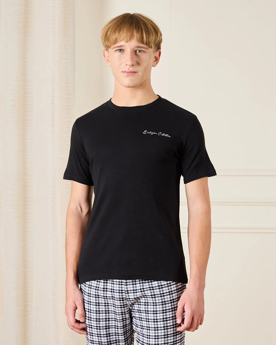 Senior Boys Black Checkered Pyjama Set (2 Piece) sold by Redtag product image thumbnail 2