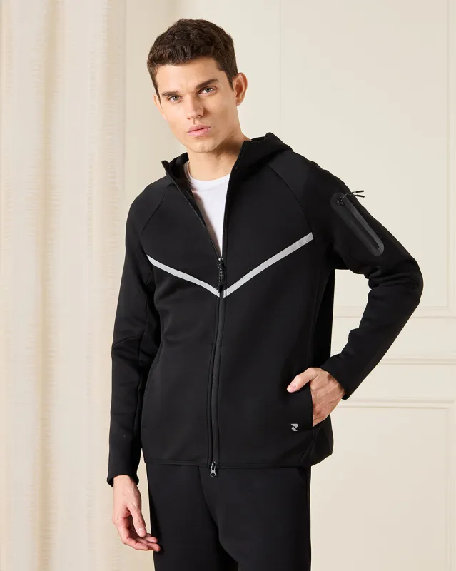 Men Black Hooded Sports Sweatshirt sold by Redtag