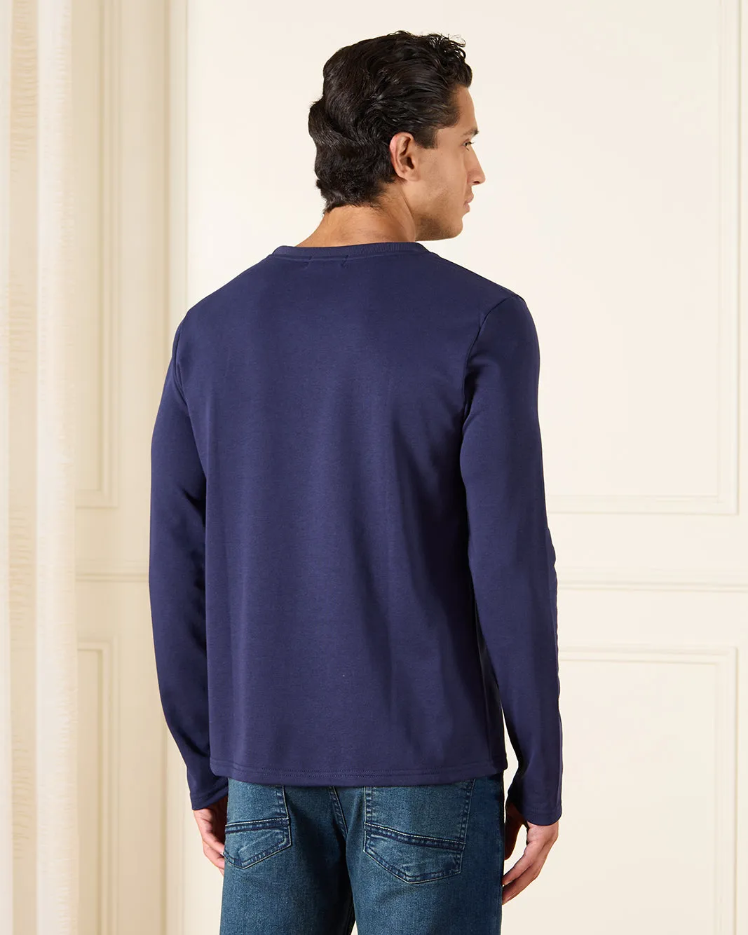 Men Navy Basic T-shirt sold by Redtag product image thumbnail 3