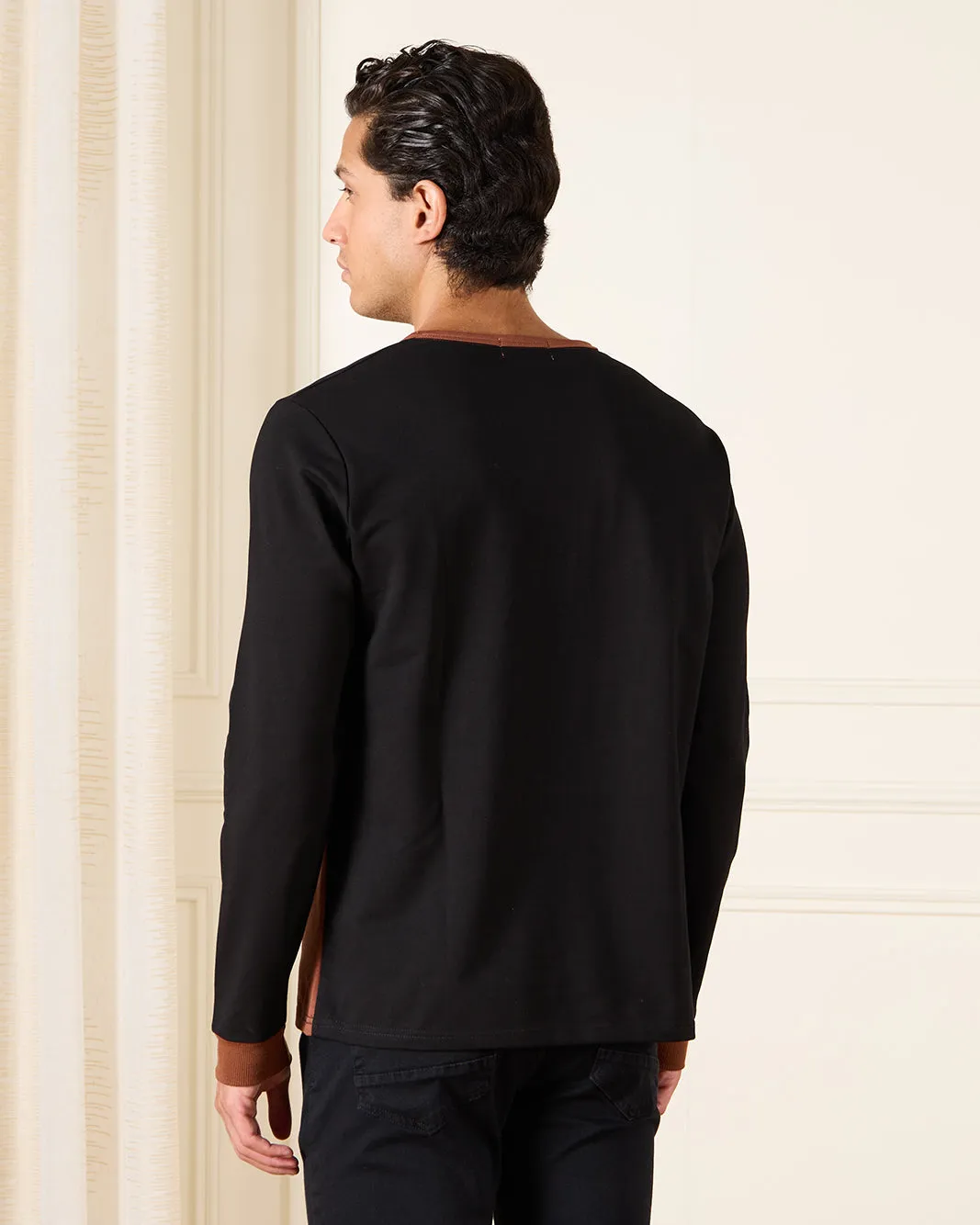 Men Black Basic T-shirt sold by Redtag product image thumbnail 3