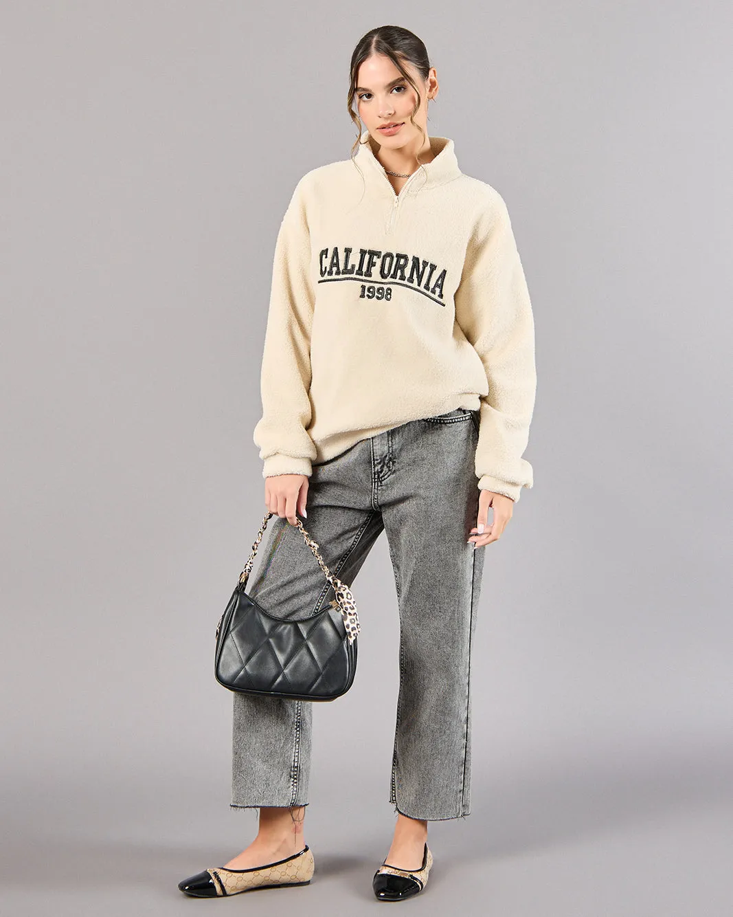 Women Beige Embroidered Sweatshirt sold by Redtag product image thumbnail 2