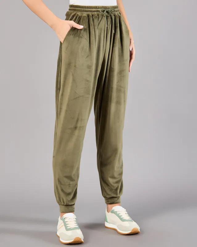 Women Green Plain Jogger Pants sold by Redtag